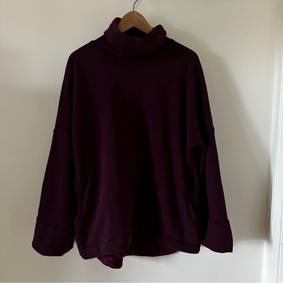 Athleta Cozy Karma Funnel Neck Sweatshirt, Spiced Cabernet Heather. Medium. - Picture 3 of 10